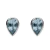 9ct White Gold Aquamarine 6x4mm Pear Rub Over Set Stud Earrings sold by Jura Watches