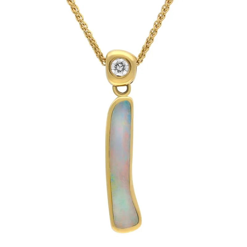 18ct Yellow Gold Opal Diamond Unique Organic Necklace D sold by Jura Watches