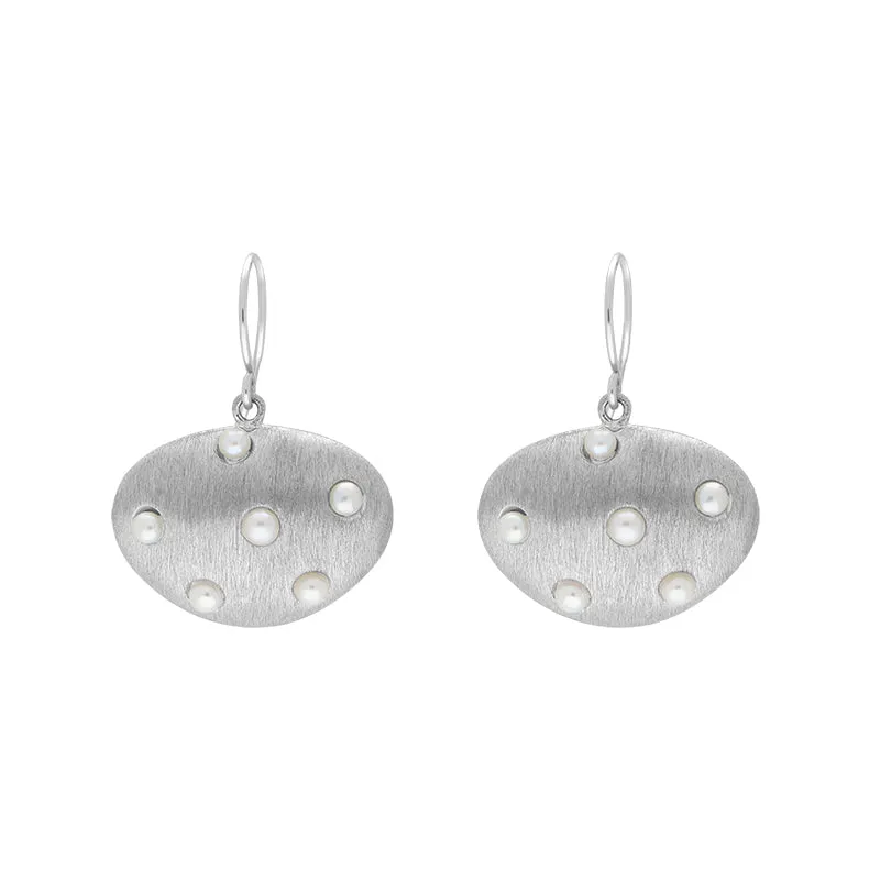 Sterling Silver Freshwater Pearl Brushed Drop Earrings D sold by Jura Watches