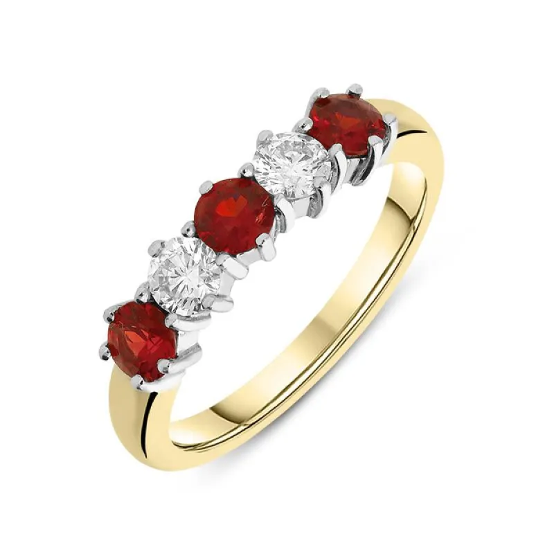 18ct Yellow Gold 0.61ct Ruby Diamond Half Eternity Ring sold by Jura Watches