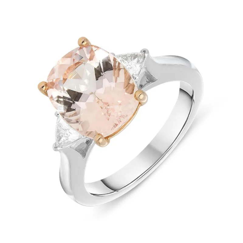 18ct White Gold 3.79ct Morganite Diamond Oval Cut Ring sold by Jura Watches