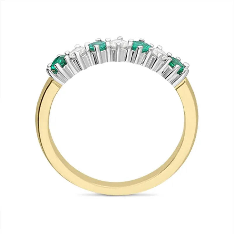 18ct Yellow Gold Emerald Diamond Half Eternity Ring sold by Jura Watches product image thumbnail 2