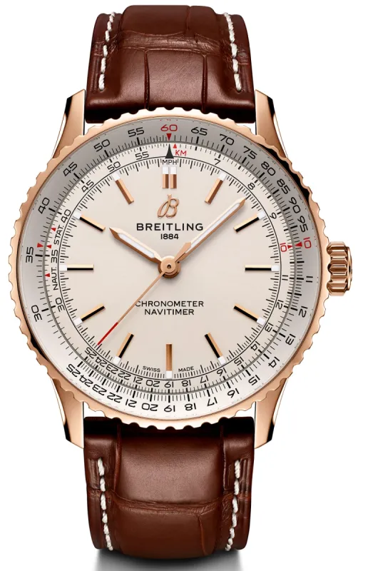 Breitling Navitimer Automatic 41 18k Red Gold Leather Watch sold by Jura Watches