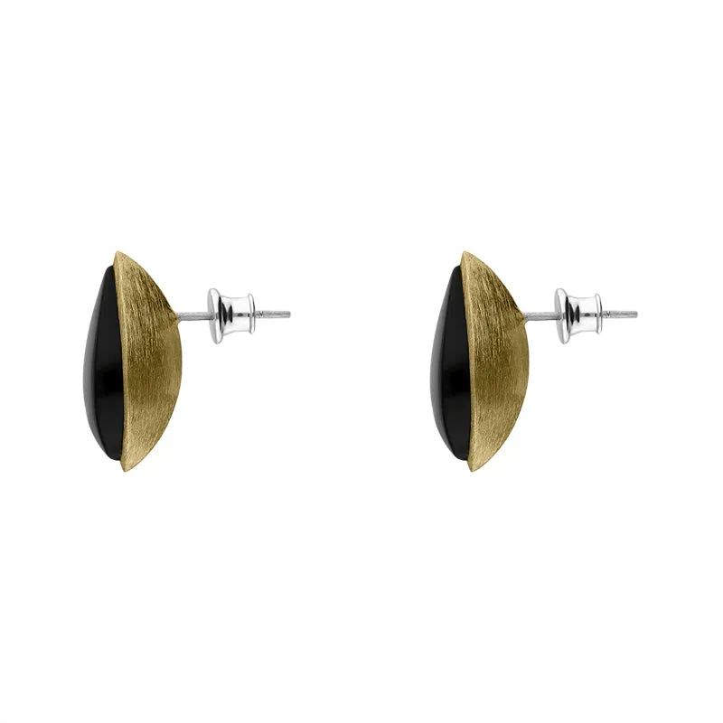 Sterling Silver Gold Plated Whitby Jet Marquise Stud Earrings D sold by Jura Watches product image thumbnail 2