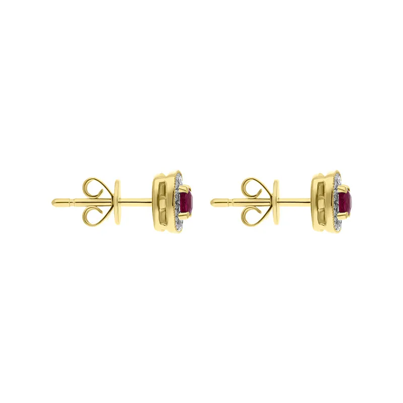 18ct Yellow Gold 0.33ct Ruby Diamond Cushion Stud Earrings sold by Jura Watches product image thumbnail 2