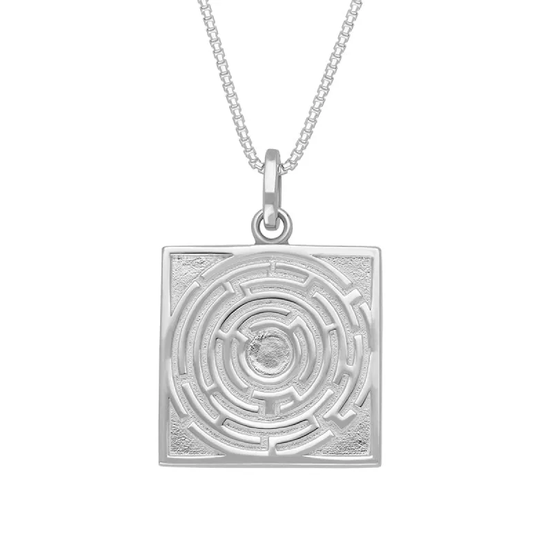 Sterling Silver Blue John House & Garden Solid Square Maze Necklace D sold by Jura Watches