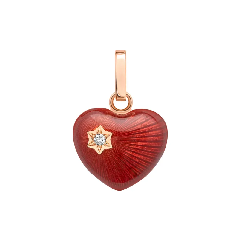 Faberge Heritage 18ct Rose Gold Diamond Red Enamel Heart Charm sold by Jura Watches