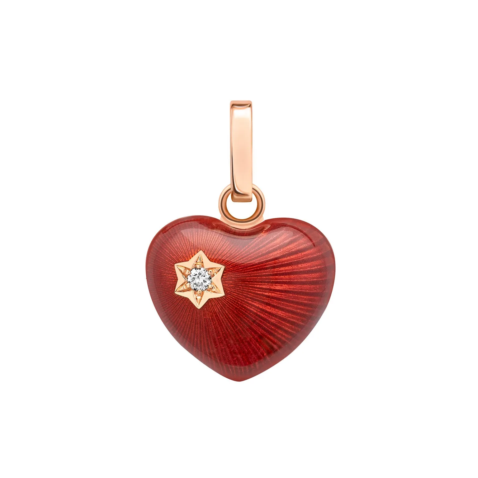 Faberge Heritage 18ct Rose Gold Diamond Red Enamel Heart Charm sold by Jura Watches