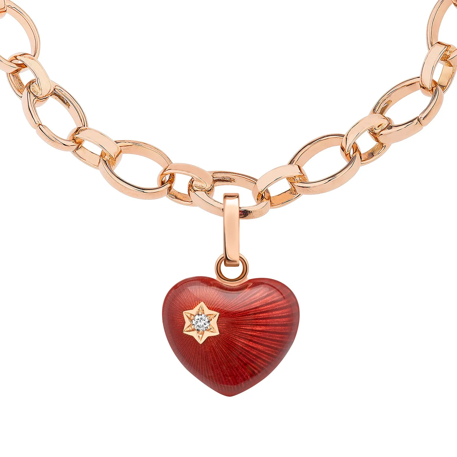 Faberge Heritage 18ct Rose Gold Diamond Red Enamel Heart Charm sold by Jura Watches product image thumbnail 2