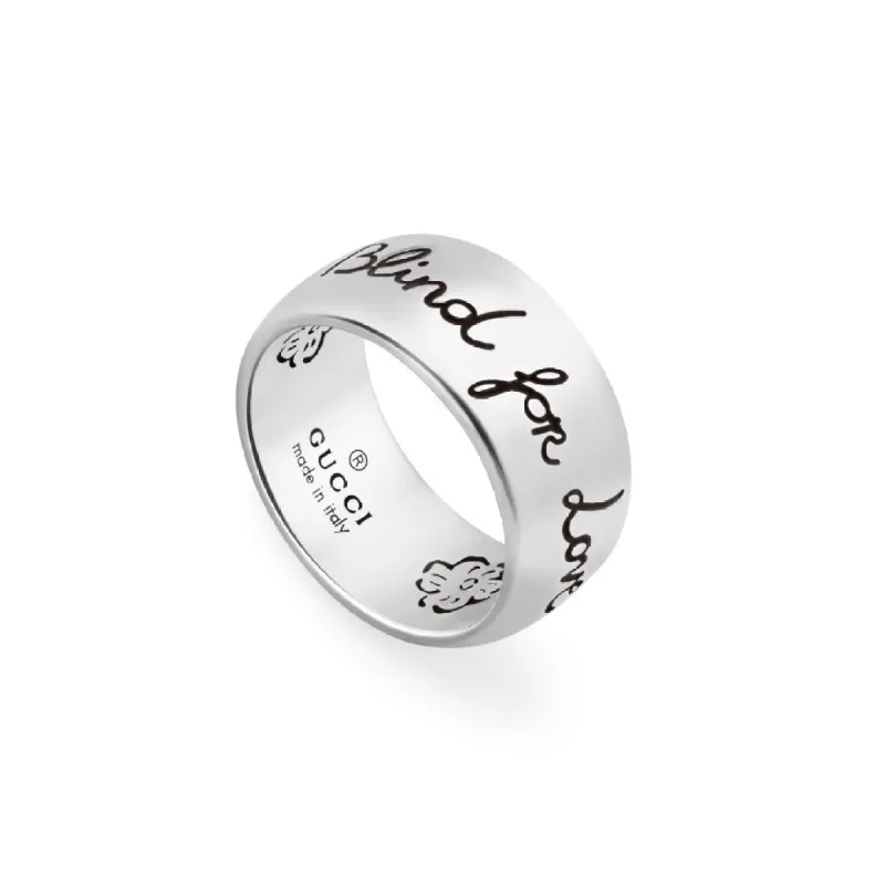 Gucci Blind For Love Sterling Silver Engraved 9mm Ring D sold by Jura Watches