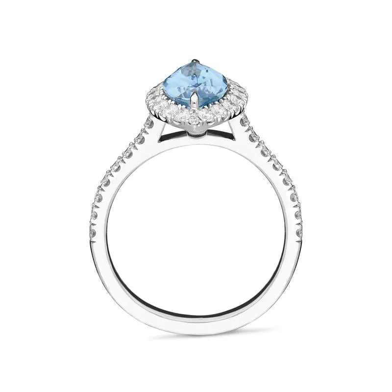 18ct White Gold 1.51ct Aquamarine Diamond Marquise Ring sold by Jura Watches product image thumbnail 2