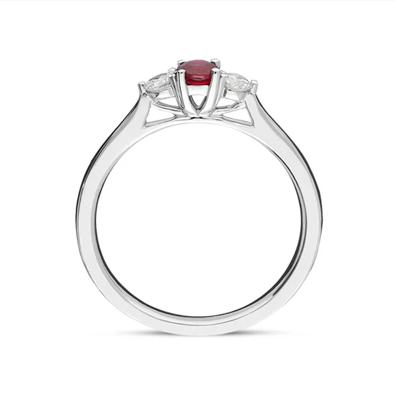 18ct White Gold Ruby Diamond Trilogy Ring sold by Jura Watches product image thumbnail 2