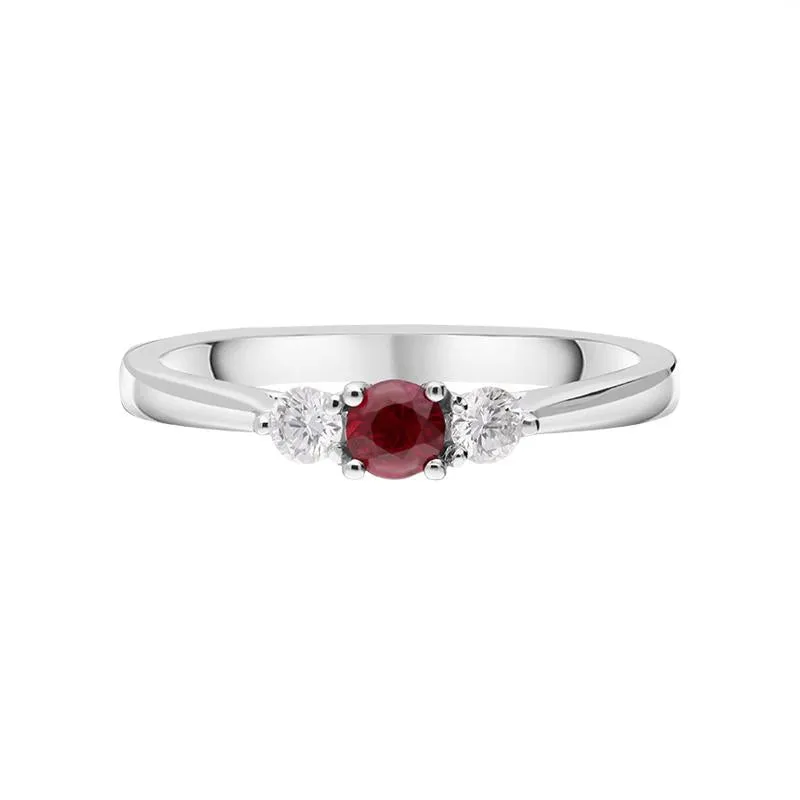 18ct White Gold Ruby Diamond Trilogy Ring sold by Jura Watches product image thumbnail 3