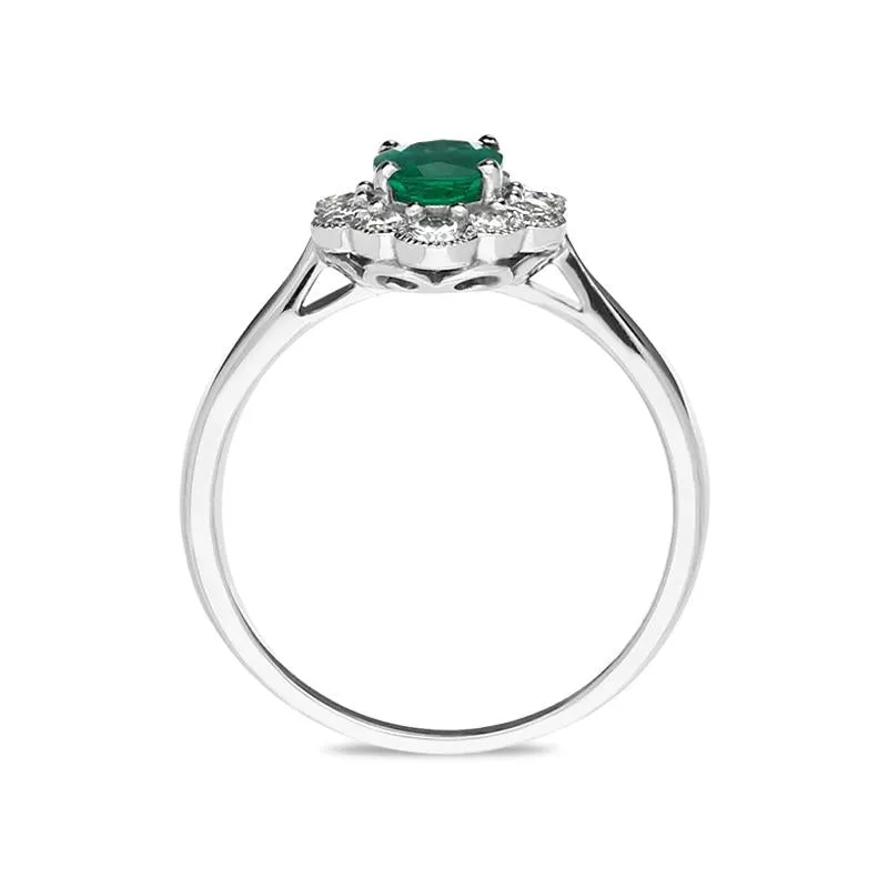 18ct White Gold 0.66ct Emerald and Diamond Cluster Ring sold by Jura Watches product image thumbnail 2