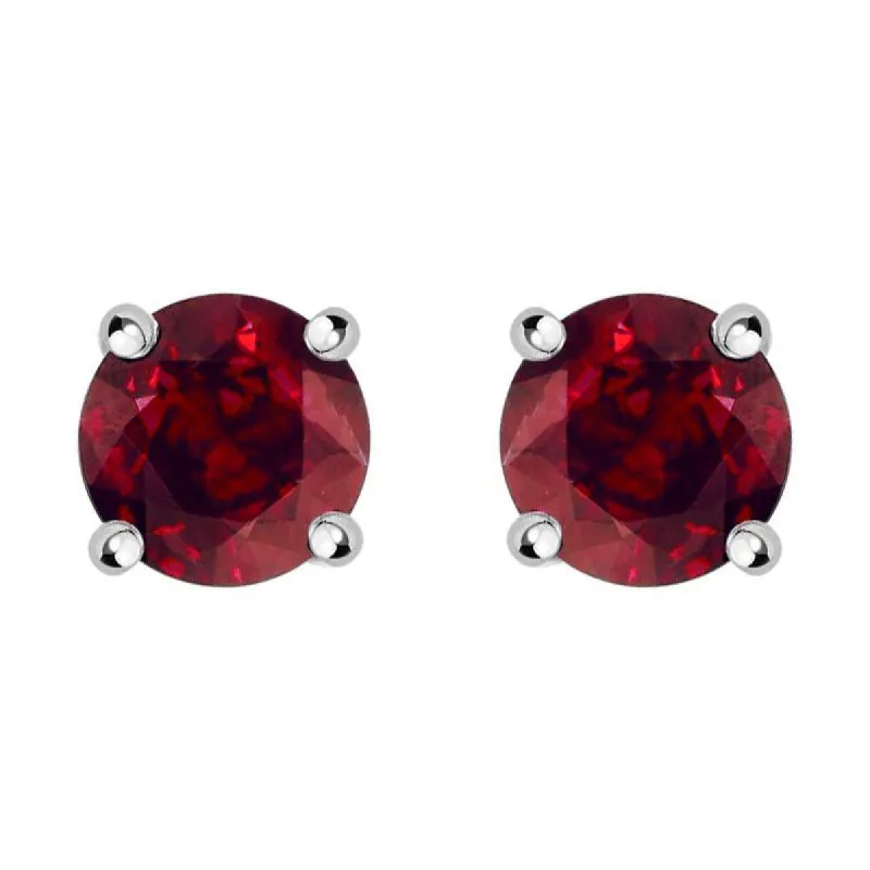 18ct White Gold Ruby Brilliant Cut Stud Earrings sold by Jura Watches