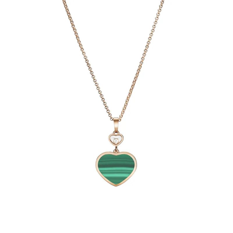 Chopard Happy Hearts 18ct Rose Gold 0.05ct Diamond Malachite Pendant sold by Jura Watches