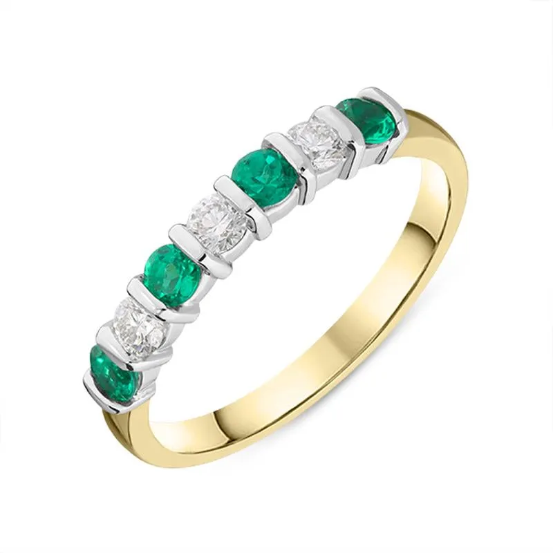 18ct Yellow Gold 0.31ct Emerald Diamond Bar Set Ring sold by Jura Watches