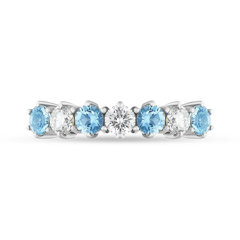 18ct Yellow Gold 0.75ct Aquamarine Diamond Half Eternity Ring sold by Jura Watches product image thumbnail 2