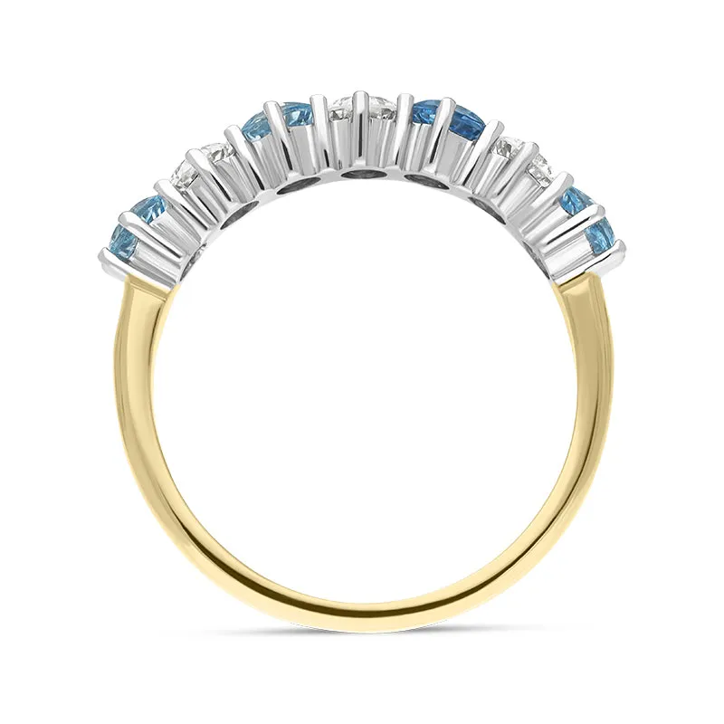 18ct Yellow Gold 0.75ct Aquamarine Diamond Half Eternity Ring sold by Jura Watches product image thumbnail 3