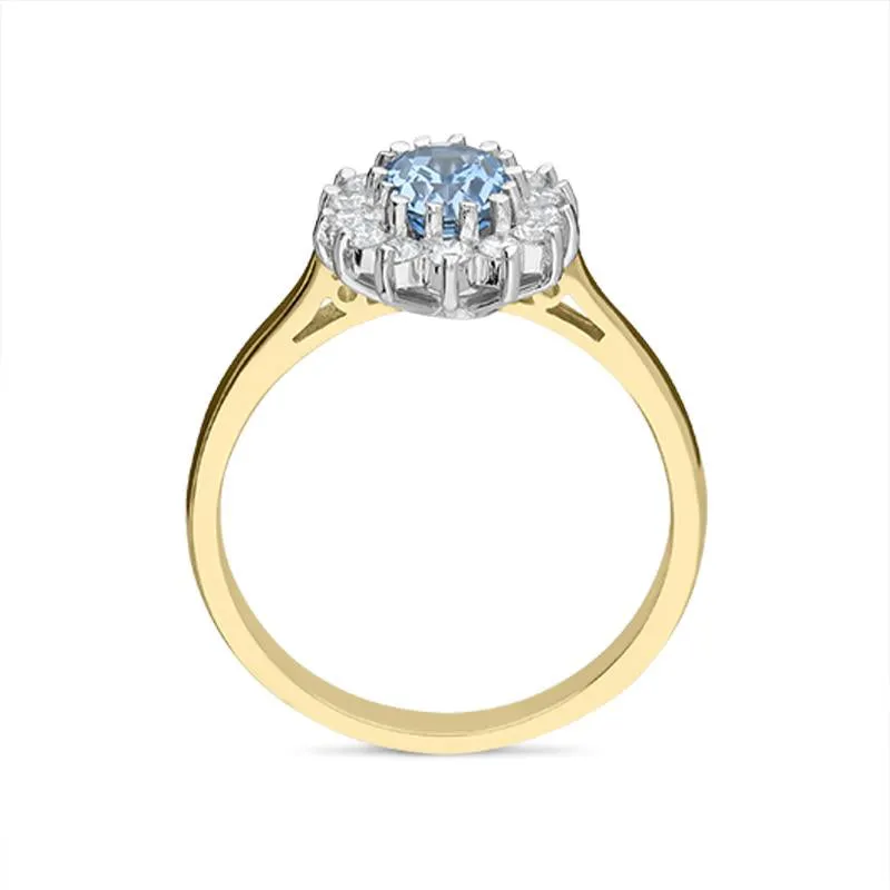 18ct Yellow Gold 0.70ct Aquamarine Diamond Cluster Ring sold by Jura Watches product image thumbnail 2