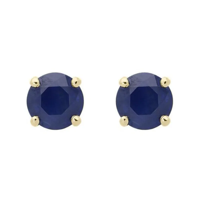 18ct Yellow Gold 1.32ct Sapphire Round Cut Stud Earrings sold by Jura Watches