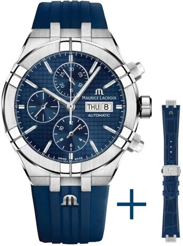 Maurice Lacroix Watch Aikon Automatic Chronograph 44mm Strap Set sold by Jura Watches