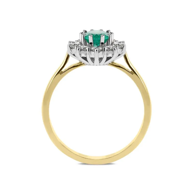 18ct Yellow Gold 0.55ct Emerald Diamond Cluster Ring sold by Jura Watches product image thumbnail 2