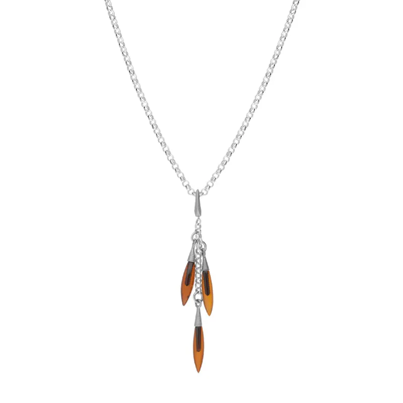 Sterling Silver Amber Fluted Dropper Necklace D sold by Jura Watches