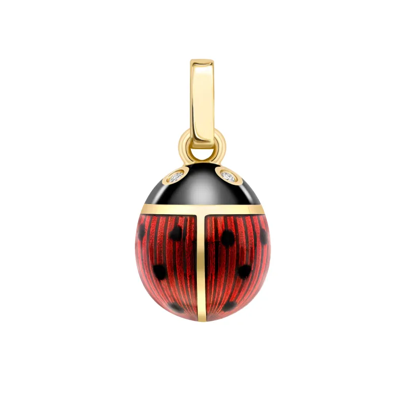 Faberge Heritage 18ct Yellow Gold Diamond Red Enamel Ladybird Charm sold by Jura Watches
