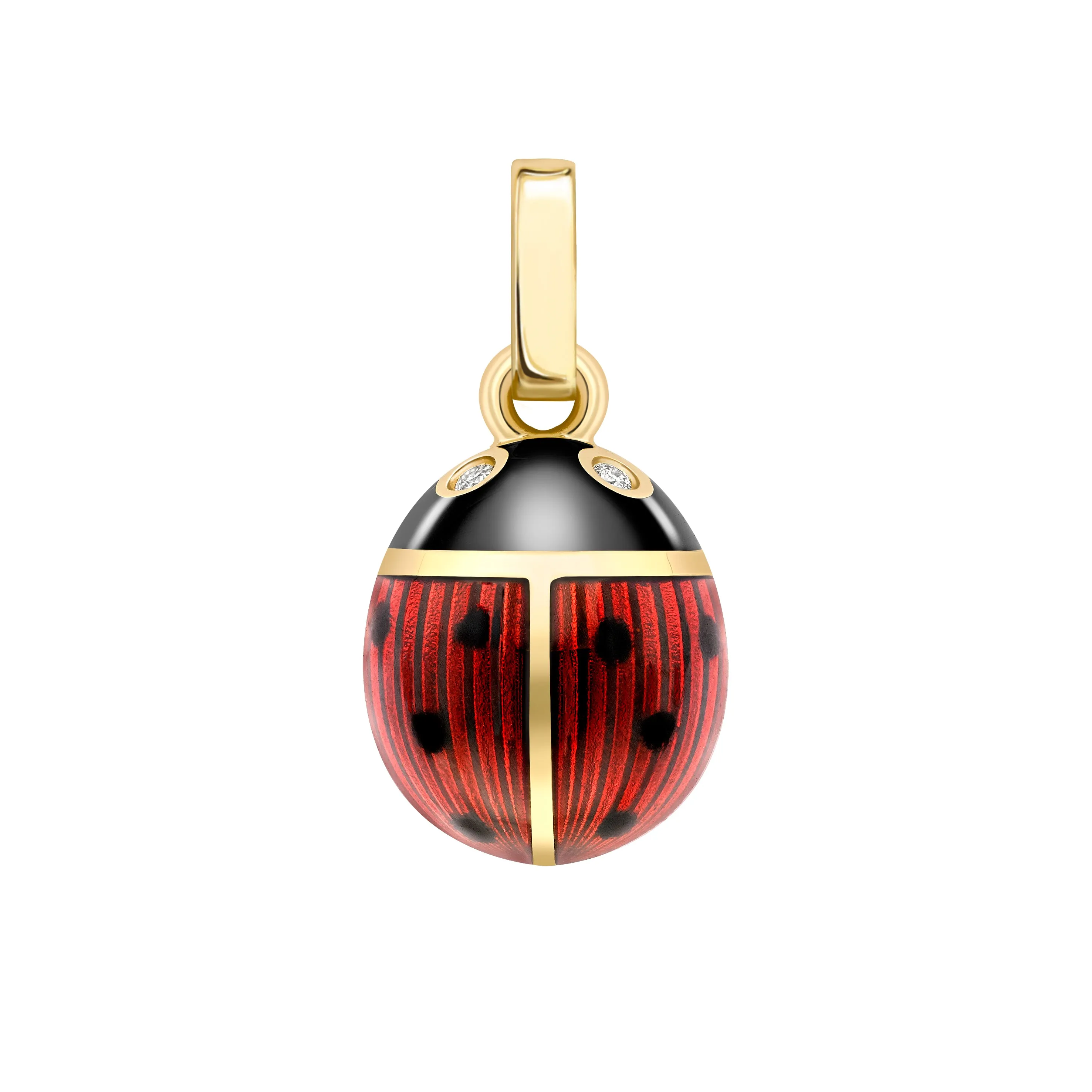 Faberge Heritage 18ct Yellow Gold Diamond Red Enamel Ladybird Charm sold by Jura Watches