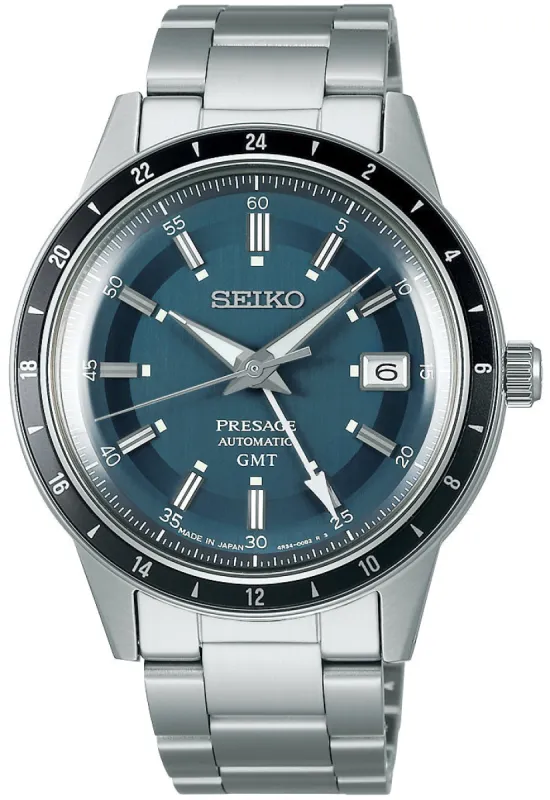 Seiko Presage Style 60s Road Trip GMT Petrol Blue Watch D sold by Jura Watches