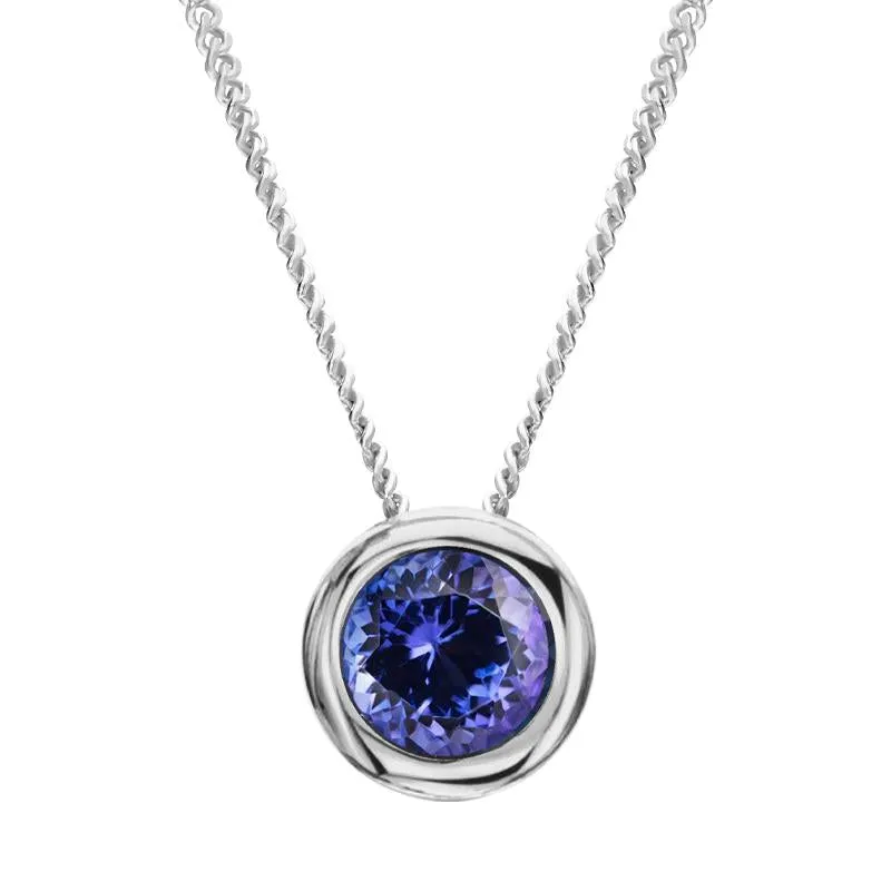 18ct White Gold 0.46ct Tanzanite Round Necklace sold by Jura Watches