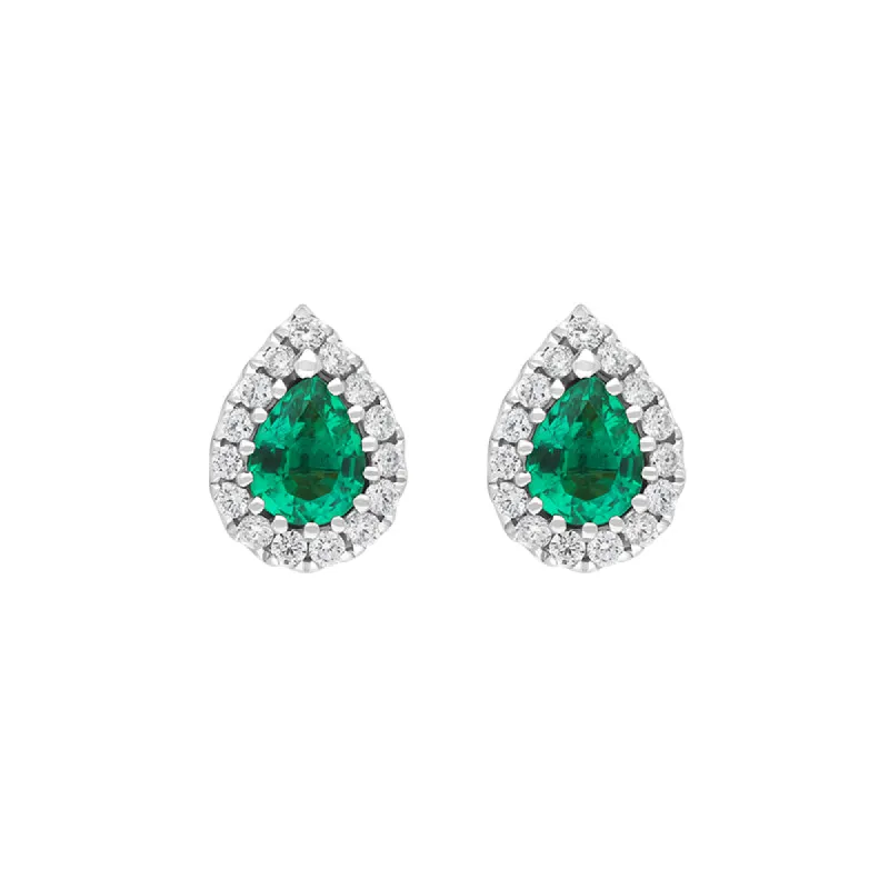 18ct White Gold 0.40ct Emerald Diamond Pear Stud Earrings sold by Jura Watches