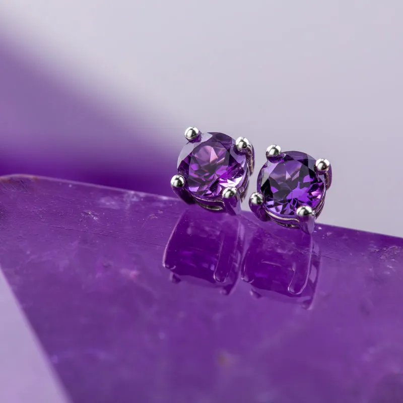 18ct White Gold 0.47ct Amethyst Round Stud Earrings sold by Jura Watches product image thumbnail 3