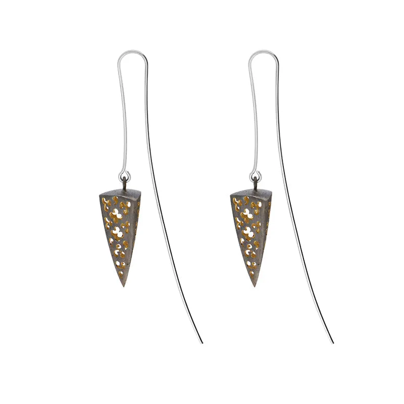 Sterling Silver Black Rhodium Triangular Cut Out Drop Earrings D sold by Jura Watches product image thumbnail 2