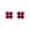 18ct White Gold 0.53ct Ruby Diamond Cluster Earrings sold by Jura Watches