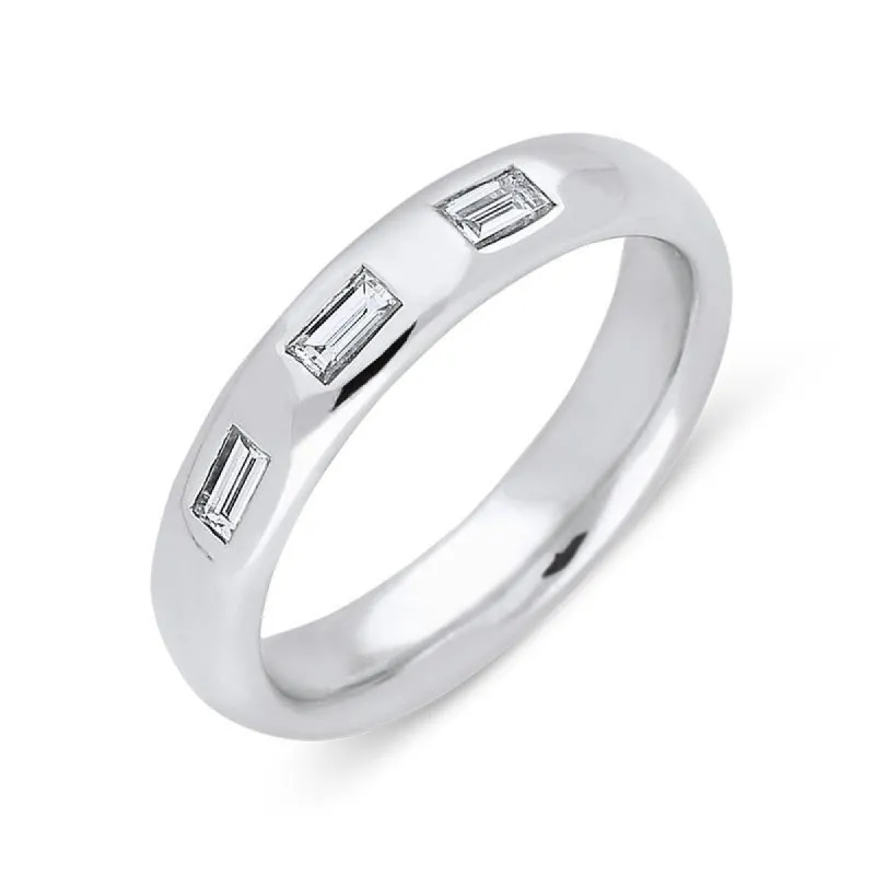 18ct White Gold 0.26ct Diamond 4mm Court Shape Wedding Ring D sold by Jura Watches
