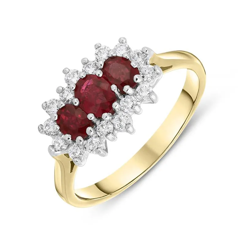 18ct Yellow Gold 0.73ct Ruby Diamond Vintage Cluster Ring sold by Jura Watches
