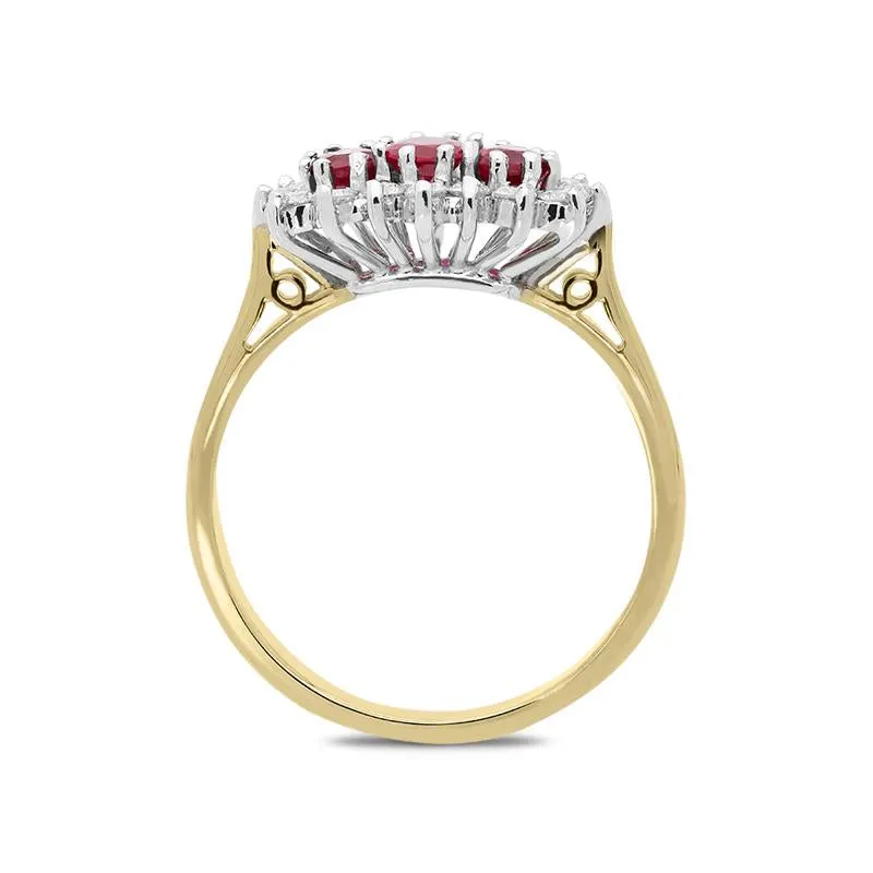 18ct Yellow Gold 0.73ct Ruby Diamond Vintage Cluster Ring sold by Jura Watches product image thumbnail 2