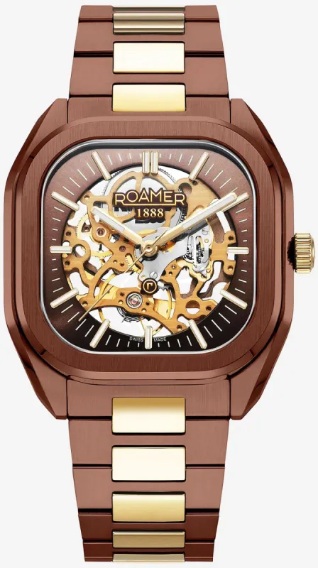 Roamer Mechano Brown Skeleton Watch made by Jura Watches
