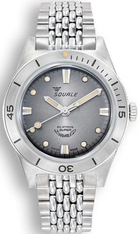Squale SuperSquale Sunray Grey Bracelet Watch sold by Jura Watches