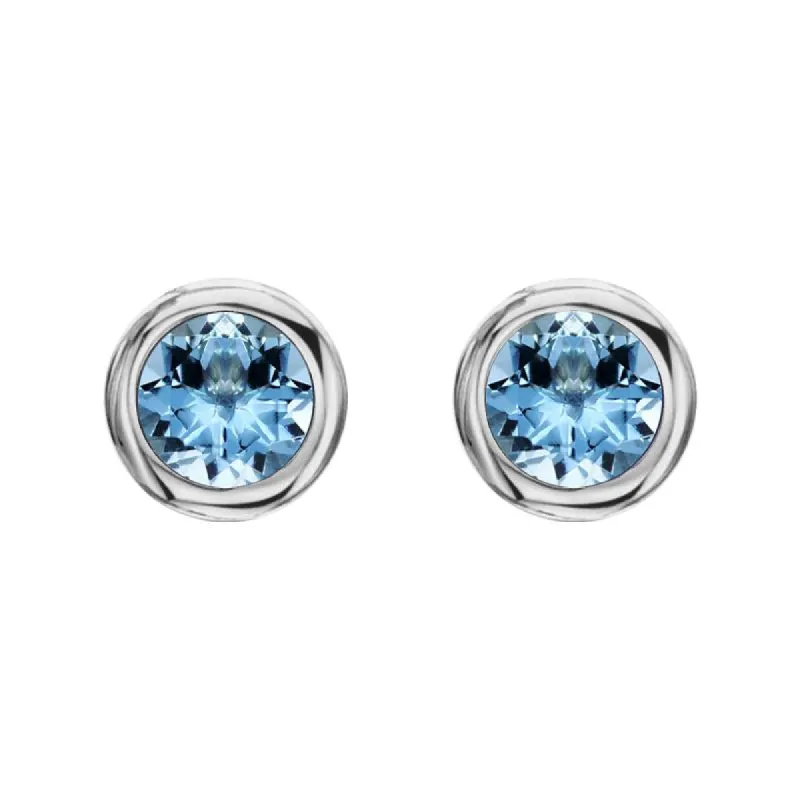 18ct White Gold 0.92ct Aquamarine Martini Stud Earrings sold by Jura Watches