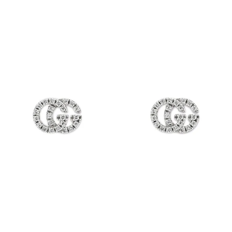 Gucci GG Running 18ct White Gold Diamond Stud Earrings sold by Jura Watches