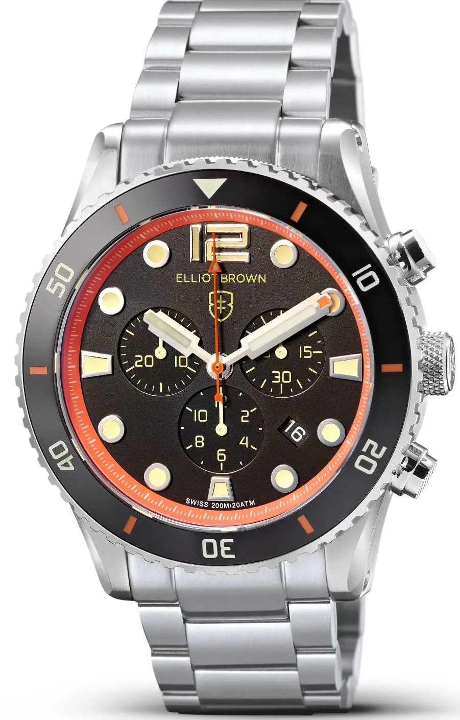 Elliot Brown Bloxworth Chrono Black Orange Bracelet Watch D sold by Jura Watches