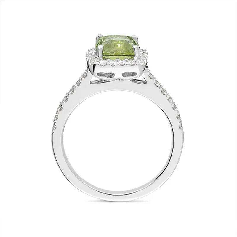 18ct White Gold 1.84ct Green Tourmaline and Diamond Halo Ring sold by Jura Watches product image thumbnail 2