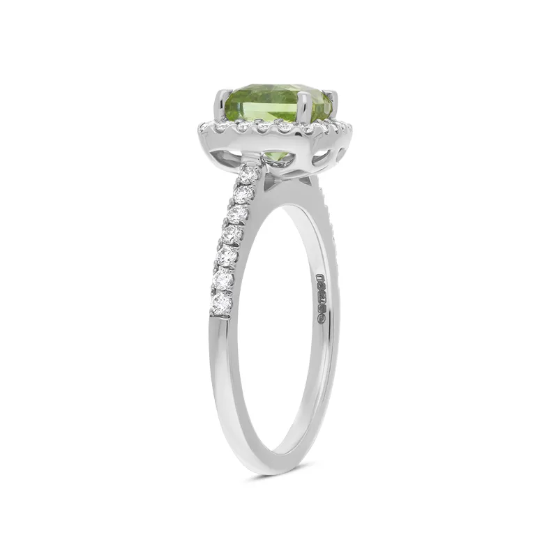 18ct White Gold 1.84ct Green Tourmaline and Diamond Halo Ring sold by Jura Watches product image thumbnail 3