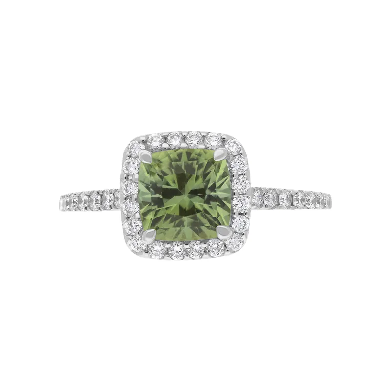 18ct White Gold 1.84ct Green Tourmaline and Diamond Halo Ring sold by Jura Watches product image thumbnail 4