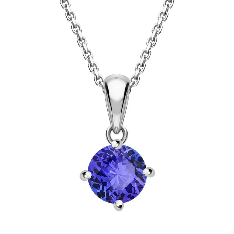18ct White Gold 0.60ct Tanzanite Round Solitaire Necklace sold by Jura Watches