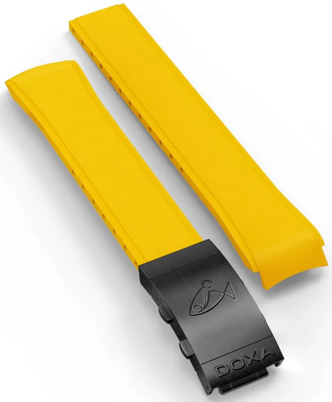 Doxa Strap SUB 300 Carbon Rubber Yellow With Folding Clasp sold by Jura Watches