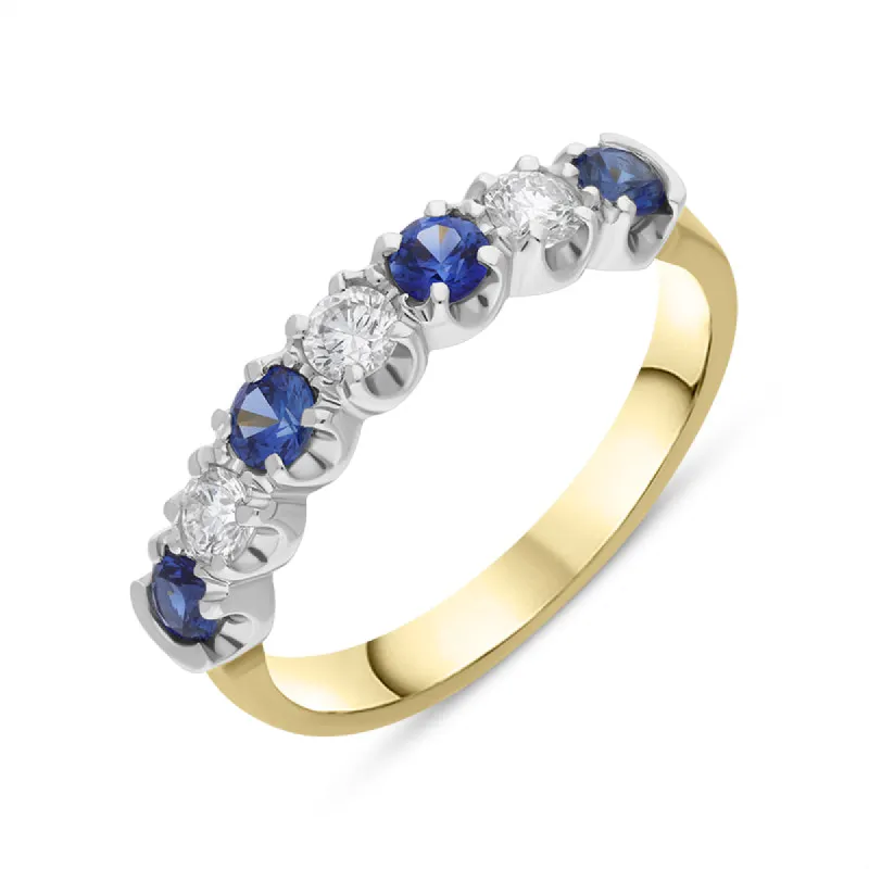 18ct Yellow Gold 0.41ct Sapphire Diamond Claw Set Half Eternity Ring sold by Jura Watches